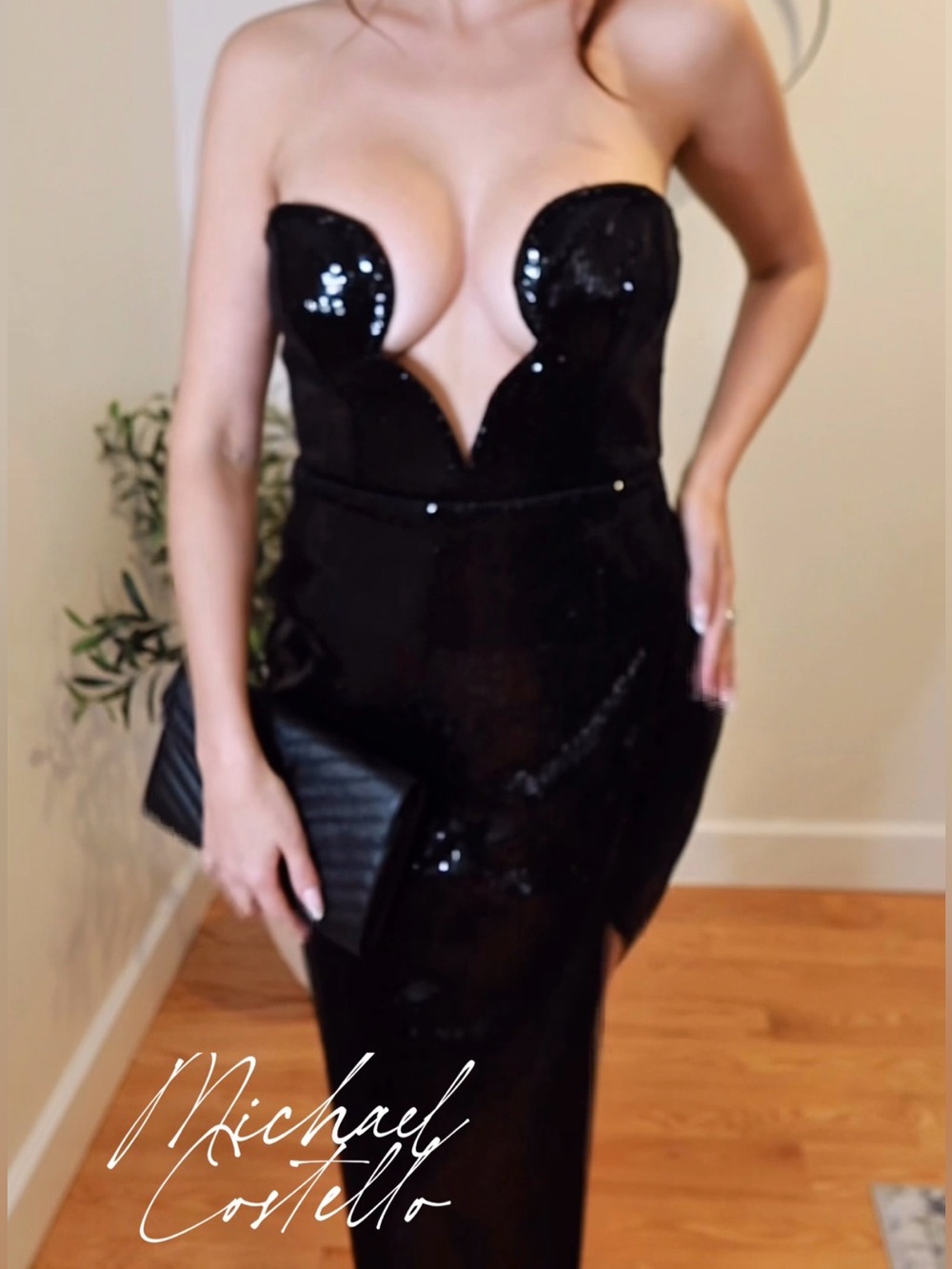 x Revolve Giselle Sequin Dress in Black by Michael Costello
